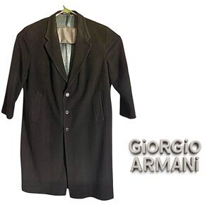 Giorgio Armani Vintage Wool Cashmere Dress Coat 1993 Black Size 44 Italy